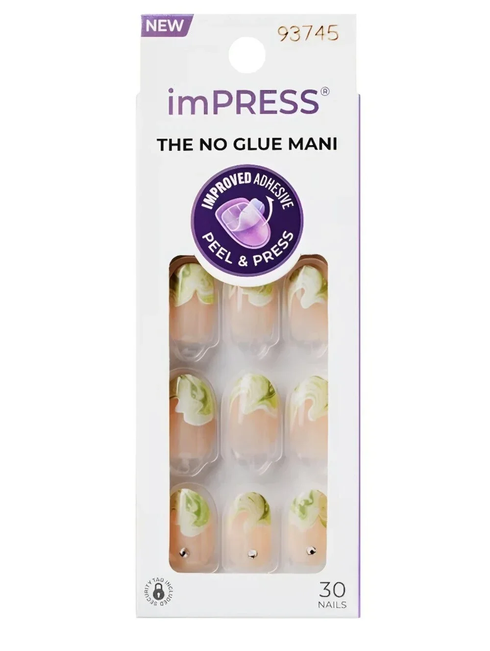 Impress Coffee Press On Nails Kit Matcha Latte Green French Short Oval 30 Count
